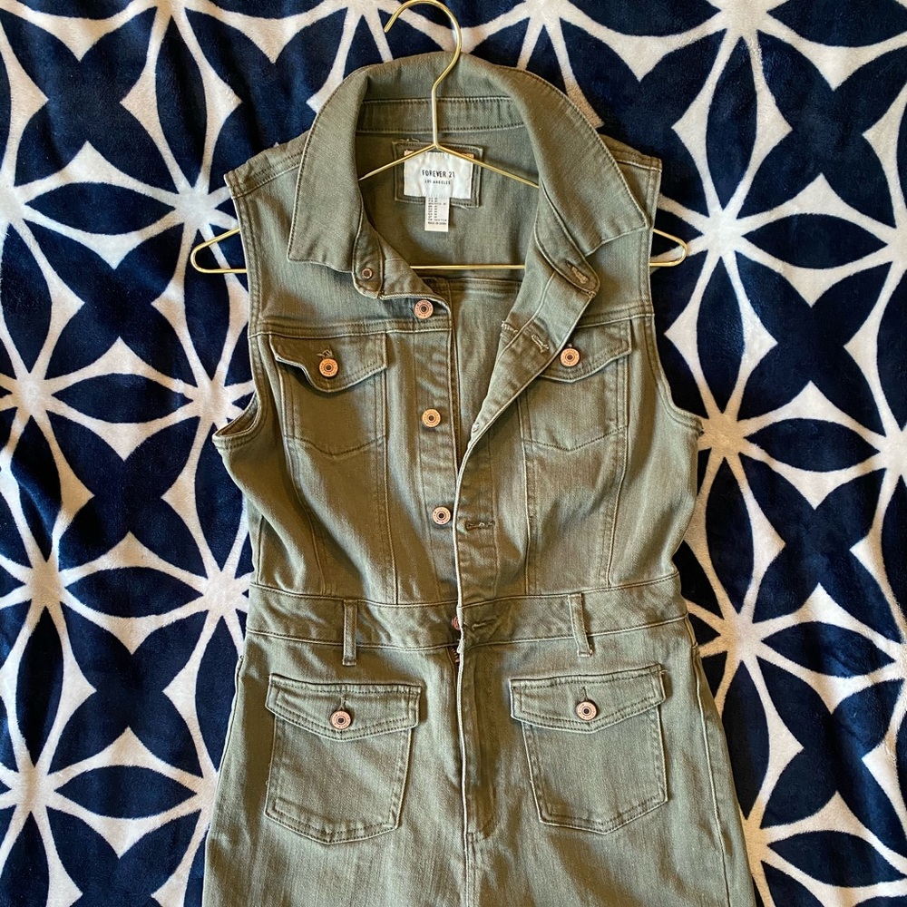 Sleeveless Straight Leg Jean Jumpsuit